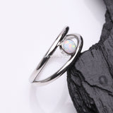 Detail View 2 of Double Hoop Fire Opal Sparkle Seamless Clicker Hoop Ring