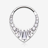 Grand Tiara Multi-Gem Sparkle Seamless Clicker Hoop Ring-Clear Gem