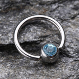 Gem Ball Steel Captive Bead Ring-Aqua