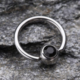 Gem Ball Steel Captive Bead Ring-Black