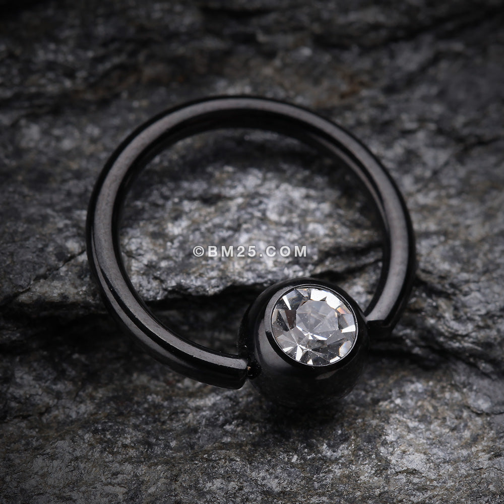 Sleek Black Matte Finish Captive Bead Ring - Piercing Ya Body Jewelry