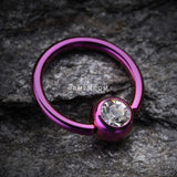 Detail View 1 of Colorline PVD Gem Ball Captive Bead Ring-Purple/Clear
