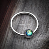 Detail View 1 of Opalescent Sparkle Steel Captive Bead Ring-Black