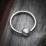 Detail View 1 of Opalescent Sparkle Steel Captive Bead Ring-Purple