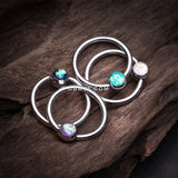 Detail View 2 of Opalescent Sparkle Steel Captive Bead Ring-Teal