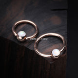 Detail View 1 of Rose Gold Opalescent Sparkle Captive Bead Ring-White
