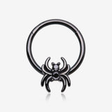 Blackline Spider Goth Sparkle Seamless Clicker Hoop Ring