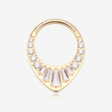 Golden Grand Tiara Multi-Gem Sparkle Seamless Clicker Hoop Ring