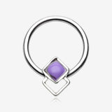 Aphrodite Stone Tessel Captive Bead Ring-Purple