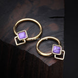 Detail View 1 of Golden Aphrodite Stone Tessel Captive Bead Ring-Purple