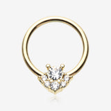 Golden Elegance Dazzle Sparkle Captive Bead Ring