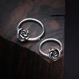 Detail View 1 of Vintage Steel Rose Blossom Captive Bead Ring