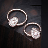 Detail View 1 of Rose Gold Avice Opalescent Sparkle Captive Bead Ring-Clear Gem/White