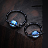 Detail View 1 of Blackline Opalescent Galaxy Planet Captive Bead Ring-Black/Blue