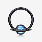 Blackline Opalescent Galaxy Planet Captive Bead Ring-Black/Blue