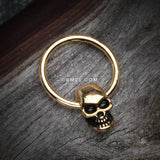 Detail View 1 of Golden Apocalyptic Skull Captive Bead Ring