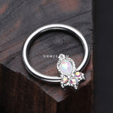 Detail View 2 of Victorian Opalescent Sparkle Captive Bead Ring-White/Aurora Borealis