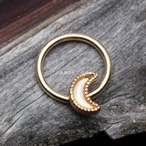 Detail View 1 of Golden Iridescent Revo Crescent Moon Captive Bead Ring