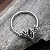 Detail View 1 of Victorian Goth Bat Sparkle Captive Bead Ring-Black