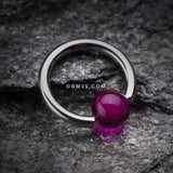 Detail View 1 of UV Acrylic Ball Top Captive Bead Ring-Purple