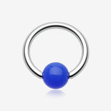 Neon Acrylic Ball Top Captive Bead Ring-Blue
