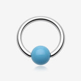 Neon Acrylic Ball Top Captive Bead Ring-Light Blue
