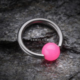 Detail View 1 of Neon Acrylic Ball Top Captive Bead Ring-Pink