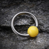 Detail View 1 of Neon Acrylic Ball Top Captive Bead Ring-Yellow