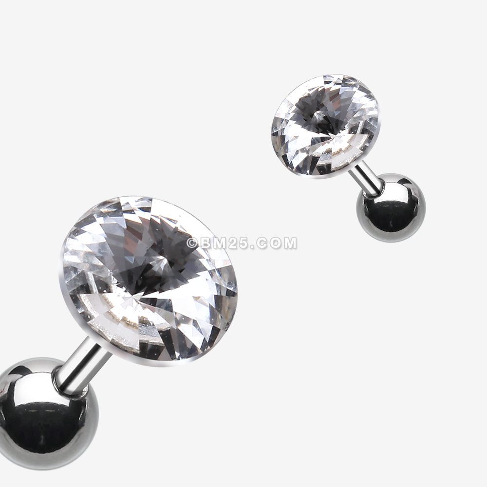 Detail View 1 of Pointy Faceted Crystal Cartilage Earring-Clear Gem