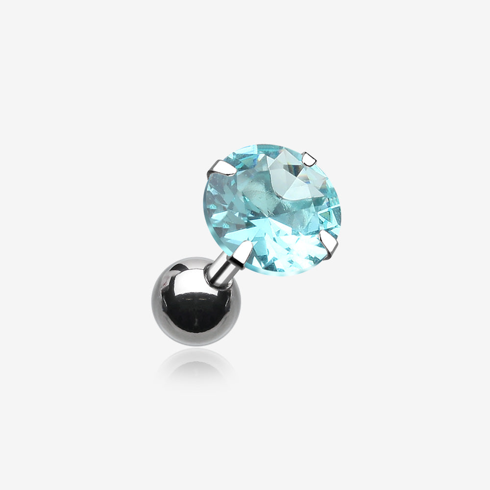 Round Gem Crystal Cartilage Earring-Aqua