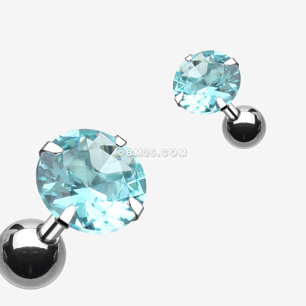 Detail View 1 of Round Gem Crystal Cartilage Earring-Aqua
