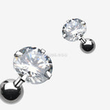 Detail View 1 of Round Gem Crystal Cartilage Earring-Clear Gem