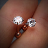 Detail View 2 of Rose Gold Round Gem Crystal Cartilage Tragus Earring-Clear Gem