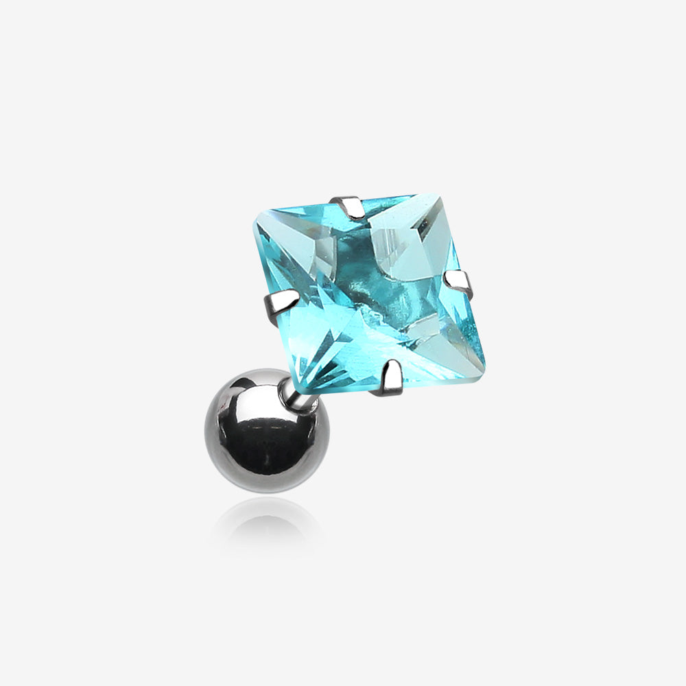 Square Gem Crystal Cartilage Earring-Aqua