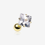 Golden Square Gem Crystal Cartilage Tragus Earring