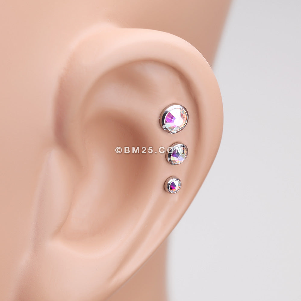 Detail View 2 of Gem Sparkle Cartilage Tragus Earring-Aurora Borealis