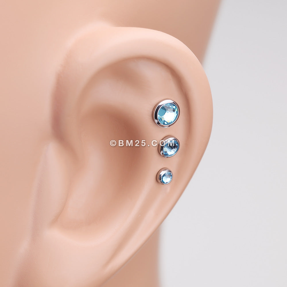 Detail View 2 of Gem Sparkle Cartilage Tragus Earring-Aqua