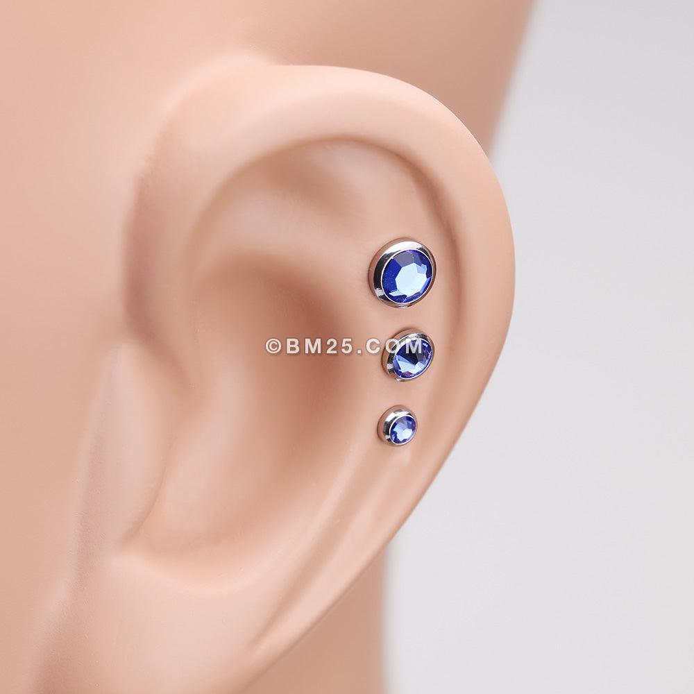 Detail View 2 of Gem Sparkle Cartilage Tragus Earring-Blue