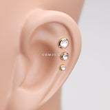 Detail View 2 of Golden Gem Sparkle Cartilage Tragus Earring-Clear Gem