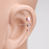 Detail View 2 of Rose Gold Gem Sparkle Cartilage Tragus Earring-Aurora Borealis