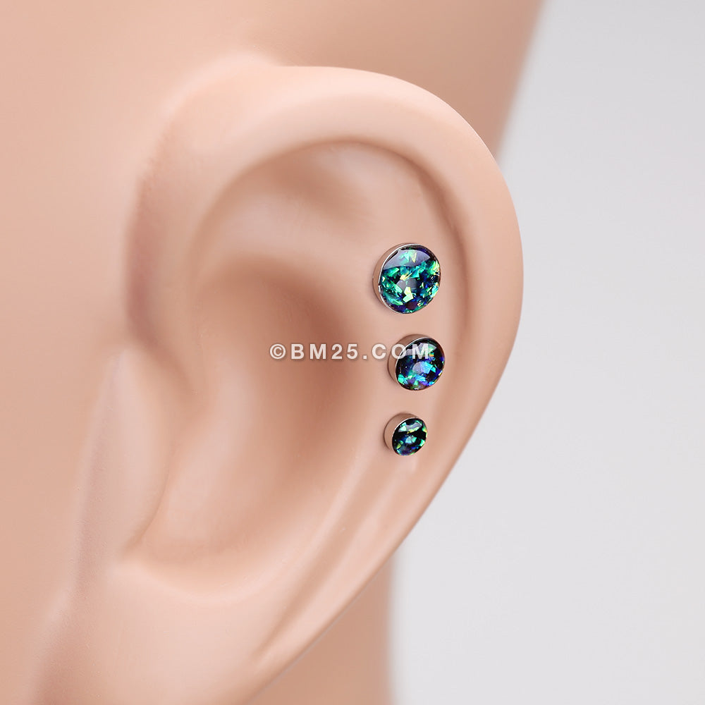 Detail View 2 of Opal Sparkle Cartilage Tragus Earring-Black