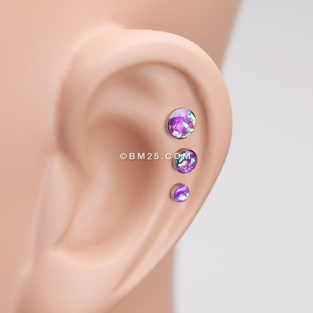 Detail View 2 of Opal Sparkle Cartilage Tragus Earring-Purple
