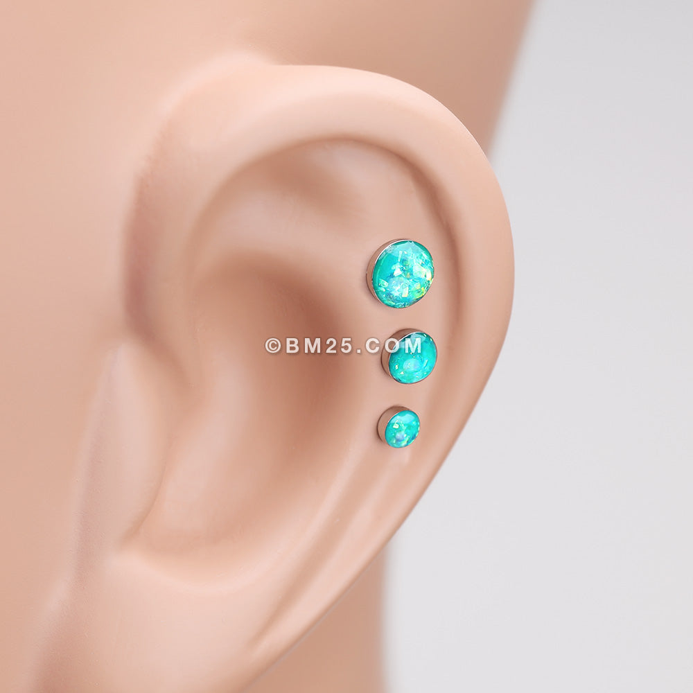 Detail View 2 of Opal Sparkle Cartilage Tragus Earring-Teal