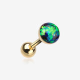 Golden Opal Sparkle Cartilage Tragus Earring-Black