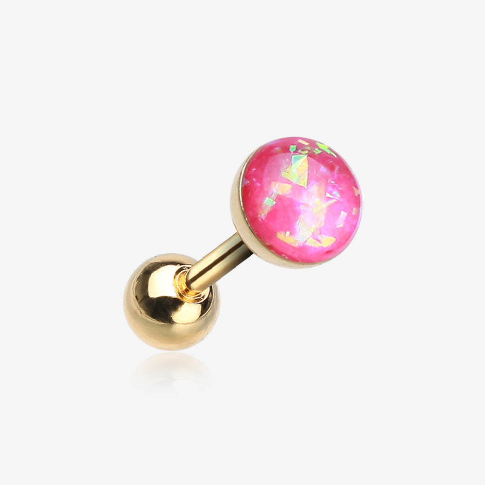 Golden Opal Sparkle Cartilage Tragus Earring-Pink