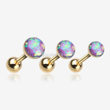 Detail View 1 of Golden Opal Sparkle Cartilage Tragus Earring-Purple