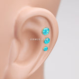 Detail View 2 of Golden Opal Sparkle Cartilage Tragus Earring-Teal