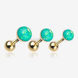 Detail View 1 of Golden Opal Sparkle Cartilage Tragus Earring-Teal