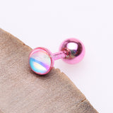 Detail View 1 of Colorline Iridescent Revo Sparkle Cartilage Tragus Barbell-Pink