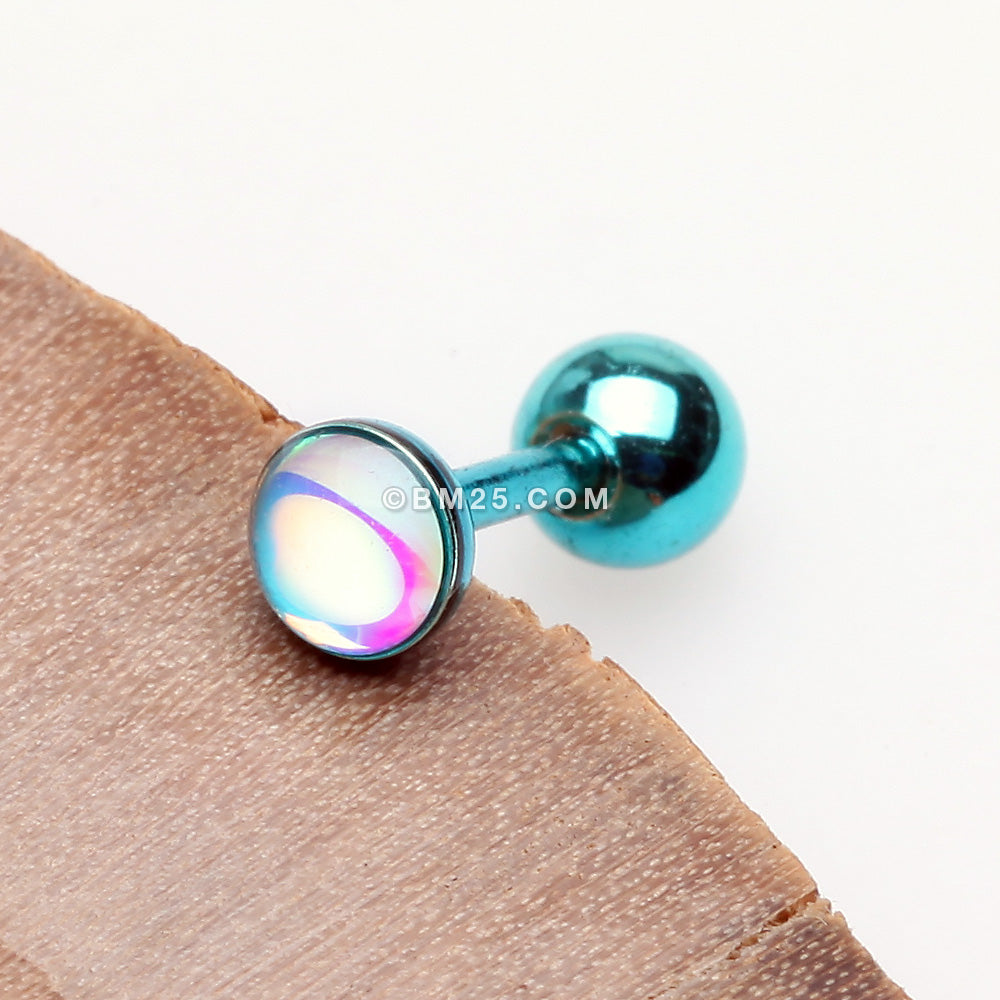 Detail View 1 of Colorline Iridescent Revo Sparkle Cartilage Tragus Barbell-Teal